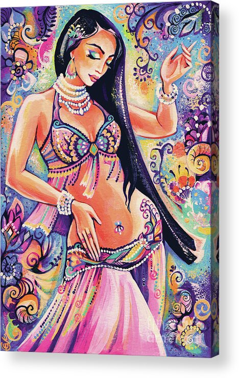 Belly Dancer Acrylic Print featuring the painting Dancing in the Mystery of Shahrazad by Eva Campbell