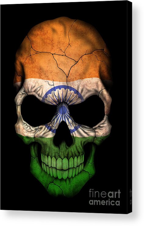 Dark Indian Flag Skull Acrylic Print by Jeff Bartels - Fine Art America