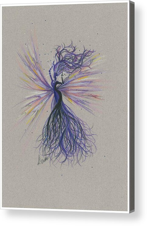 Purple Acrylic Print featuring the drawing Dark Streak Strut.. by Dawn Fairies