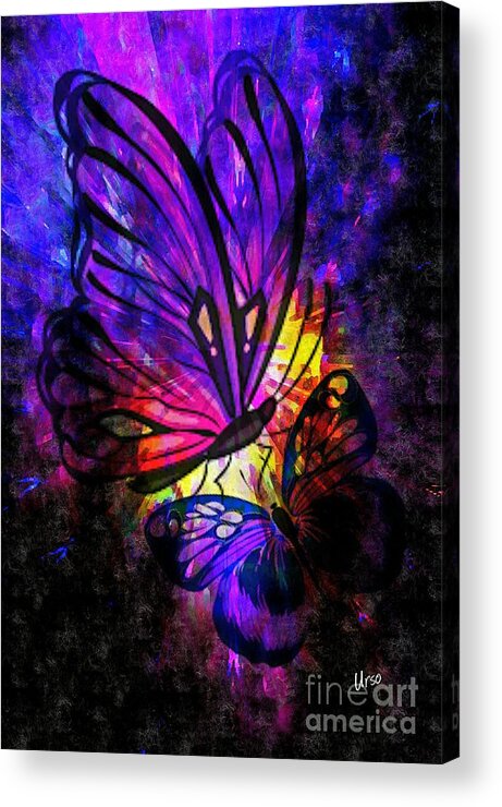 Deep Purple Butterflies Acrylic Print featuring the digital art Deep Purple Butterflies by Maria Urso