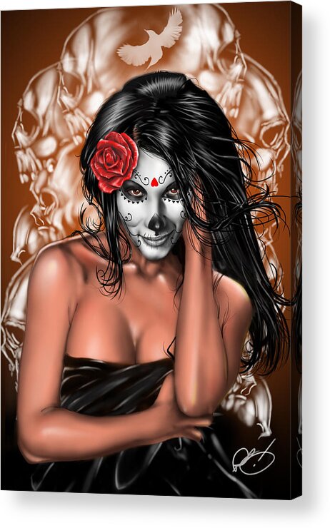 Pete Acrylic Print featuring the painting Dia de los Muertos Remix by Pete Tapang