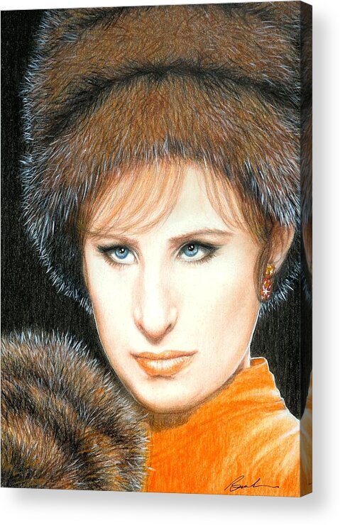 Barbra Streisand Funny Girl Bruce Lennon Art Acrylic Print featuring the painting Don't Rain On My Parade by Bruce Lennon