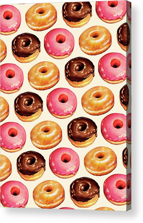 Food Acrylic Print featuring the painting Donut Pattern by Kelly Gilleran