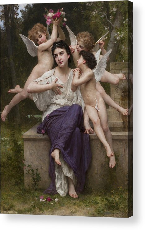 William-adolphe Bouguereau Acrylic Print featuring the painting Dream of Spring by William-Adolphe Bouguereau
