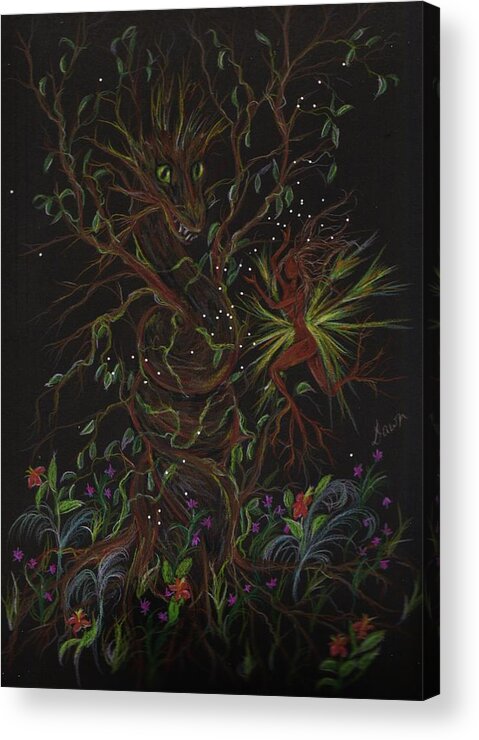 Dryad Acrylic Print featuring the drawing Dryad Brings News by Dawn Fairies