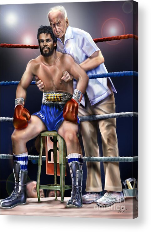 Roberto Duran Acrylic Print featuring the painting Duran Hands of Stone 1A by Reggie Duffie
