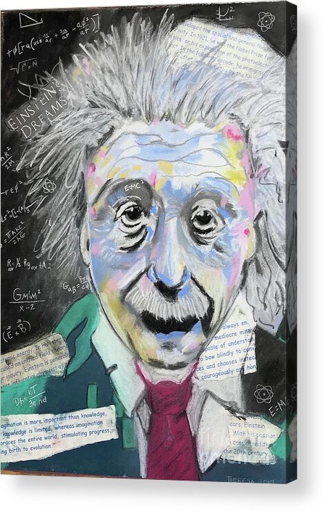 Original Art Work Acrylic Print featuring the mixed media Einstein by Theresa Honeycheck