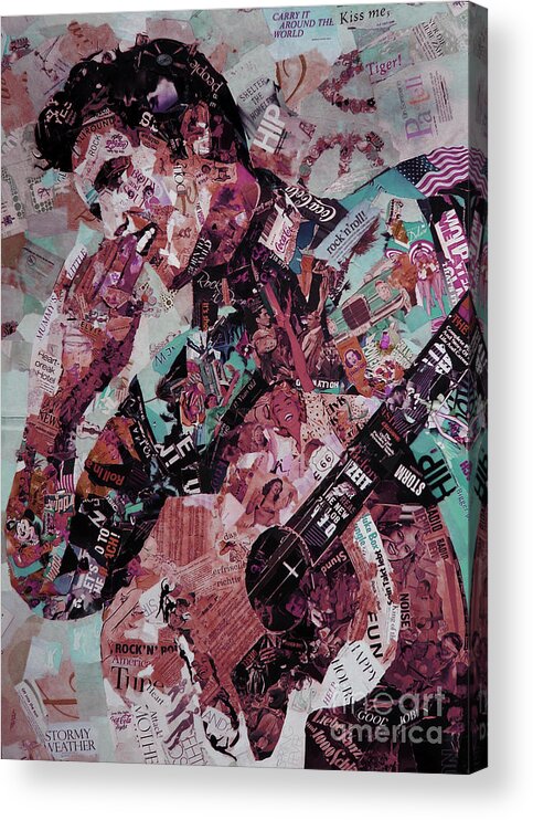 Elvis Presley Acrylic Print featuring the digital art Elvis Presley Collage art 01 by Gull G