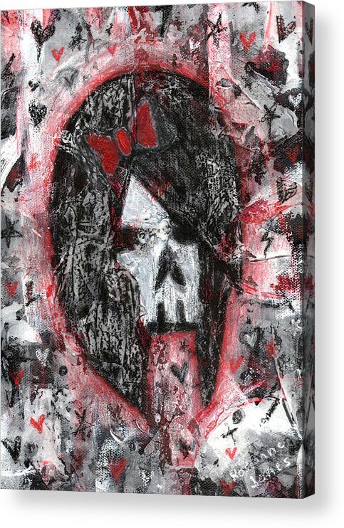 Skull Acrylic Print featuring the painting Emo Scene Skull Girl by Roseanne Jones