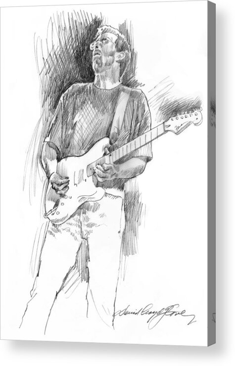 Blues Acrylic Print featuring the drawing Eric Clapton Strat by David Lloyd Glover