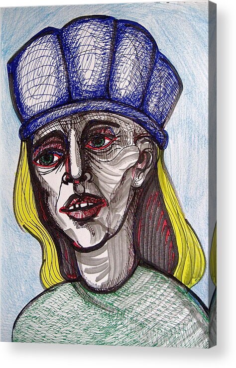 Ink Acrylic Print featuring the drawing Eunuch by Stephen Hawks