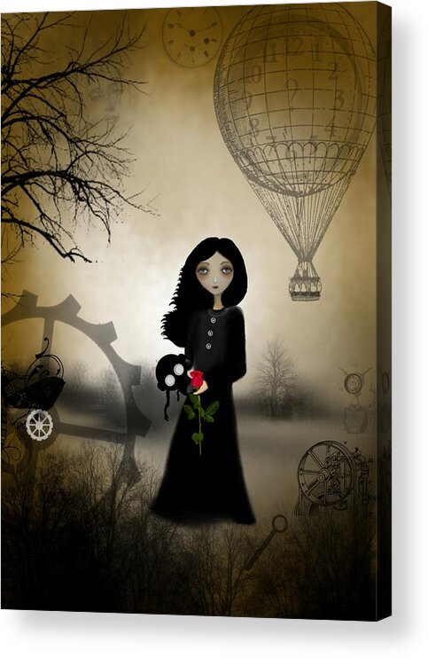 Dark Acrylic Print featuring the digital art Every Rose Has It's Thorn by Charlene Zatloukal