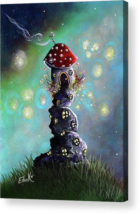 Fairy Acrylic Print featuring the painting Fairy Paintings - Home For The Night by Moonlight Art Parlour