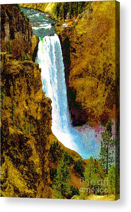 Yellowstone National Park Acrylic Print featuring the painting Falls of the Yellowstone by David Lee Thompson