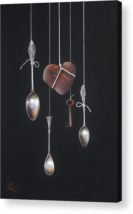 Still Life Acrylic Print featuring the drawing Family ties by Elena Kolotusha