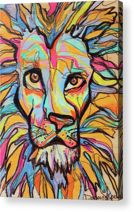Lion Acrylic Print featuring the drawing Fearless by Darcy Lee Saxton