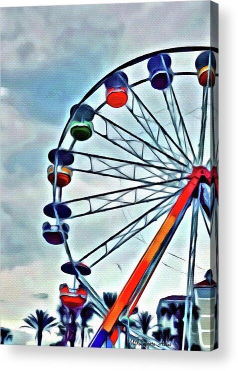 Ferris Wheel Acrylic Print featuring the painting Ferris Wheel by Marian Lonzetta