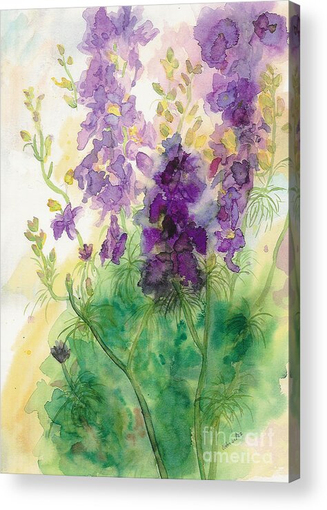 Watercolor Acrylic Print featuring the painting Field of Purple by Vicki Housel