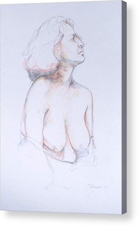  Acrylic Print featuring the painting Figure Study Profile 1 by Barbara Pease