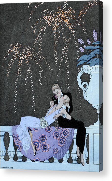 Fireworks Acrylic Print featuring the painting Fire by Georges Barbier