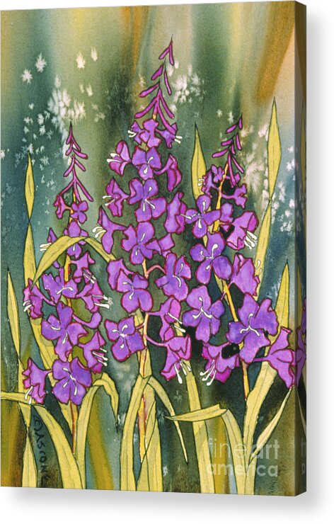 Fireweed In July Acrylic Print featuring the painting Fireweed in July by Teresa Ascone