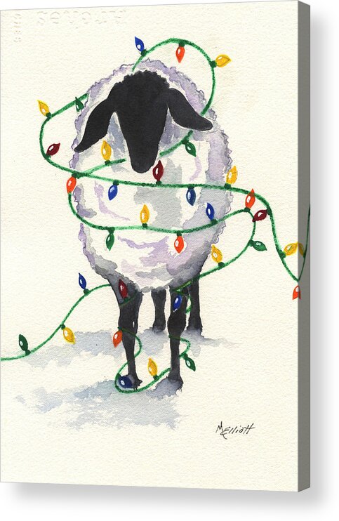 Sheep Acrylic Print featuring the painting Fleece Navidad by Marsha Elliott