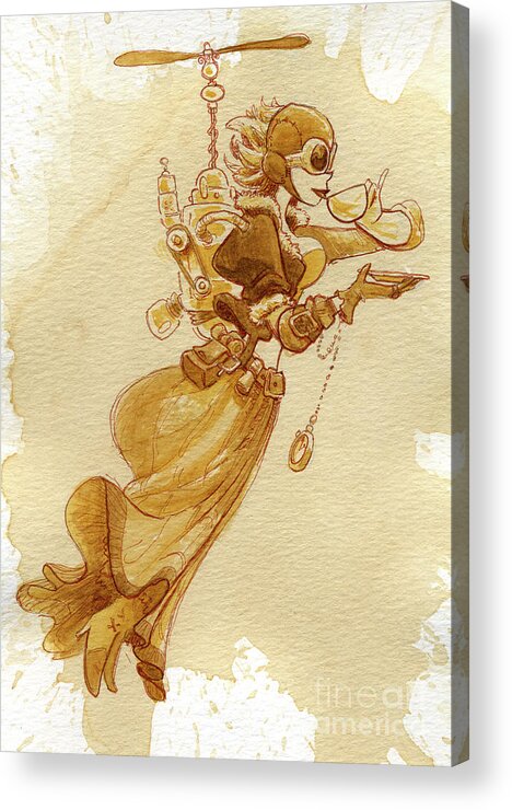 Steampunk Acrylic Print featuring the painting Flight by Brian Kesinger