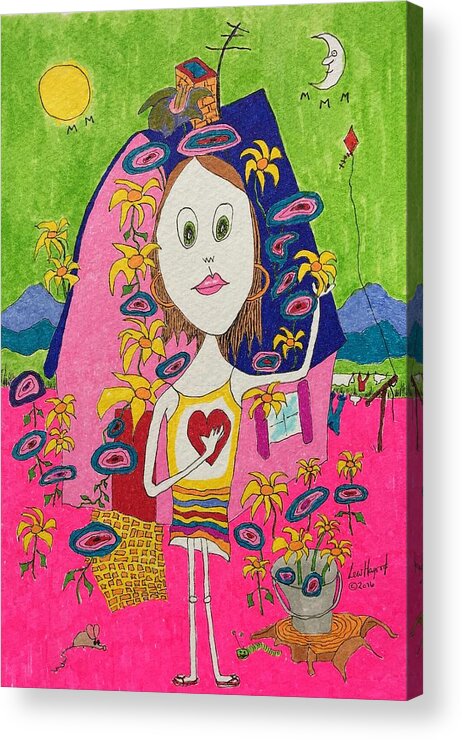  Acrylic Print featuring the painting Flower Child by Lew Hagood