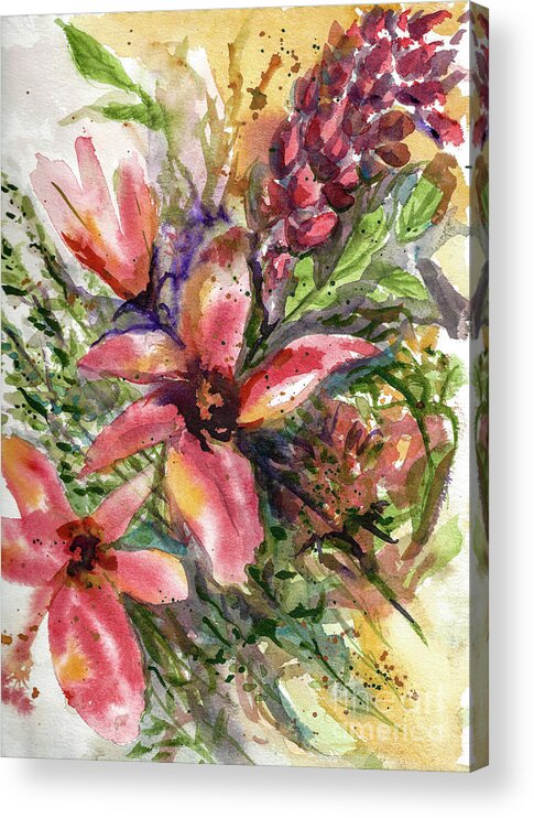 Floral Acrylic Print featuring the painting Flower Study by Francelle Theriot