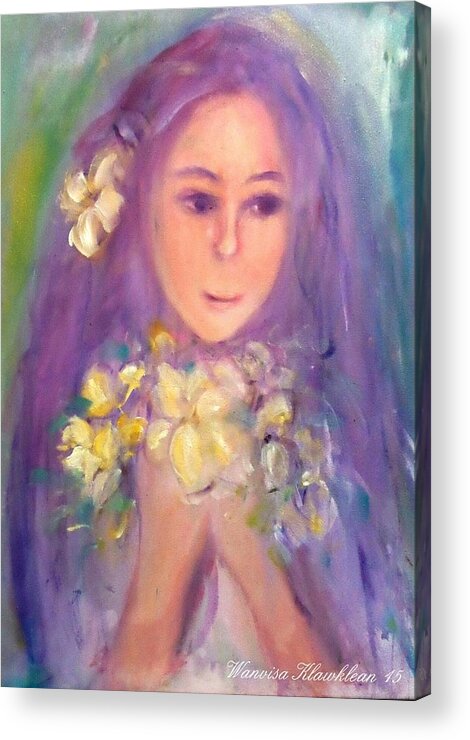  Acrylic Print featuring the painting Flowers for you by Wanvisa Klawklean