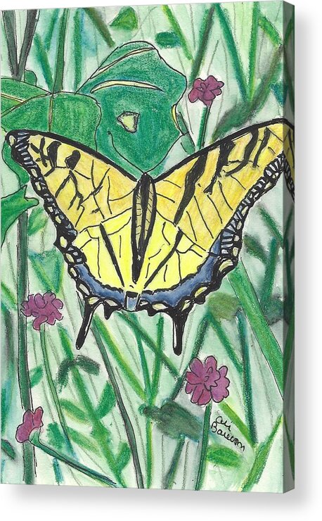 Butterfly Acrylic Print featuring the drawing Flutter by Ali Baucom