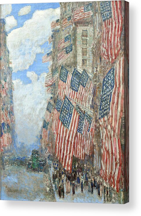 Hassam Acrylic Print featuring the painting Fourth of July, 1916 by Eric Glaser