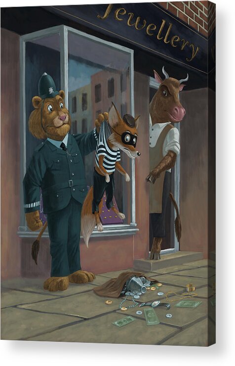 Fox Acrylic Print featuring the painting Fox Robber Caught by Martin Davey