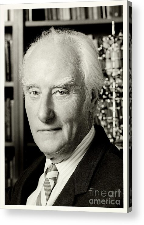 Historic Acrylic Print featuring the photograph Francis Crick With Model Of Dna, 1995 by Wellcome Images