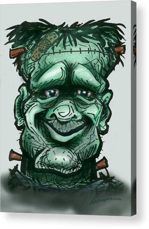 Frankenstein Acrylic Print featuring the greeting card Frankenstein by Kevin Middleton