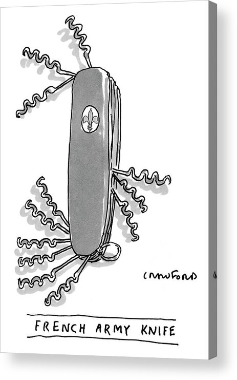 Swiss Army Knife Acrylic Print featuring the drawing French Army Knife by Michael Crawford