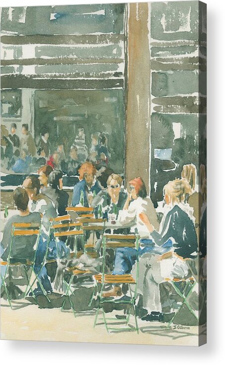 Watercolour Acrylic Print featuring the painting French cafe scene by Ian Osborne