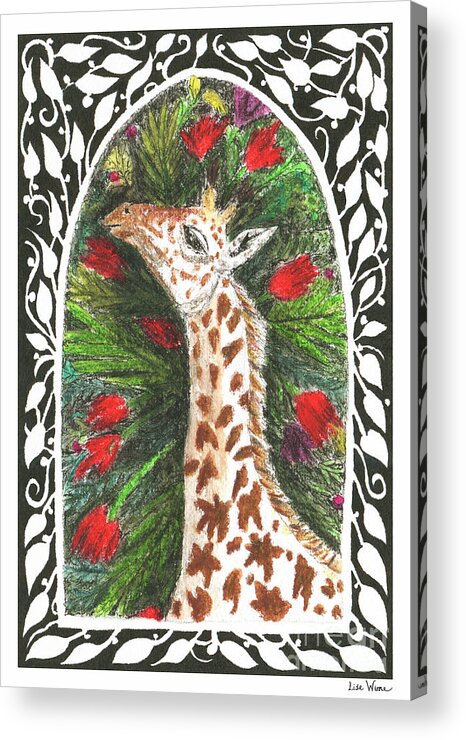 Giraffe Acrylic Print featuring the painting Giraffe in Archway by Lise Winne