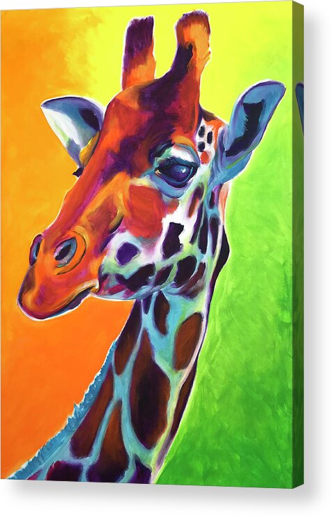 Pet Portrait Acrylic Print featuring the painting Giraffe - Summer Fling by Dawg Painter