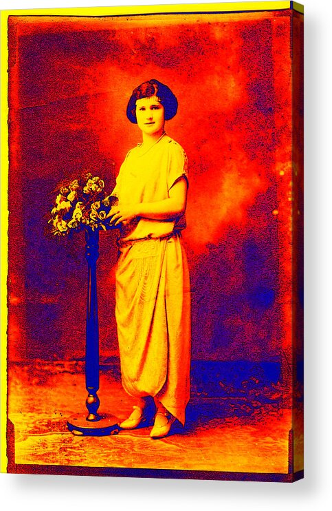 Antiques Acrylic Print featuring the photograph Girl with Flowers by John Vincent Palozzi