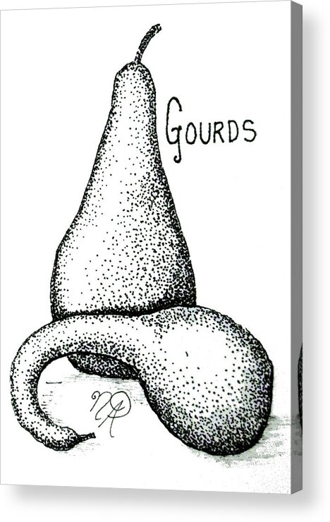 Gourd Acrylic Print featuring the drawing Glorious Gourds by Nicole Angell