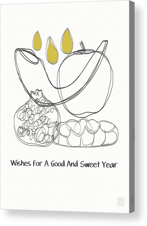 Rosh Hashanah Acrylic Print featuring the mixed media Good and Sweet Year- Art by Linda Woods by Linda Woods