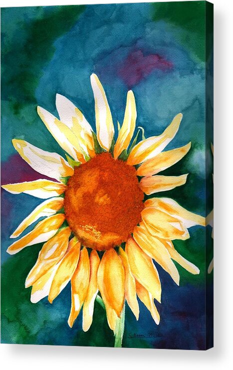 Flower Acrylic Print featuring the painting Good Morning Sunflower by Sharon Mick