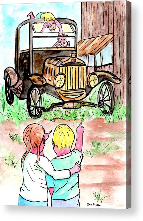 Old Car Acrylic Print featuring the painting Gramps Old Jalopy by Philip And Robbie Bracco
