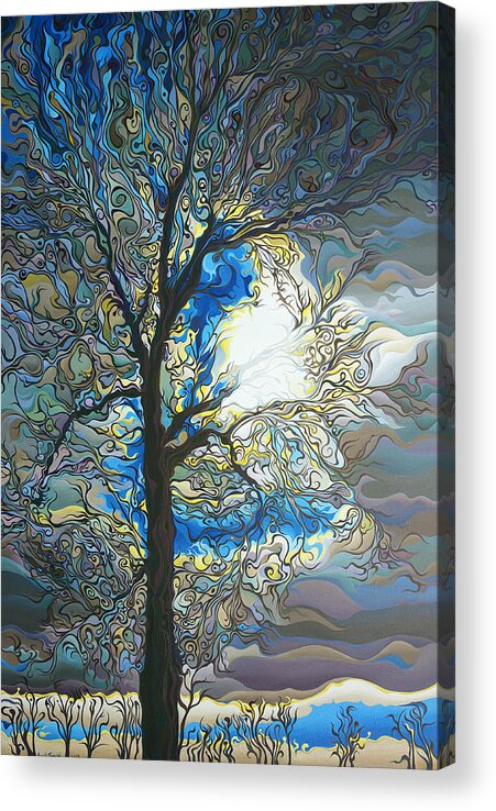 Tree Acrylic Print featuring the painting Grasping at Sunshine by Amy Ferrari