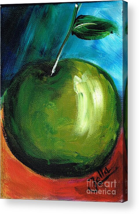 Apple Acrylic Print featuring the painting Green Apple by Jolanta Anna Karolska