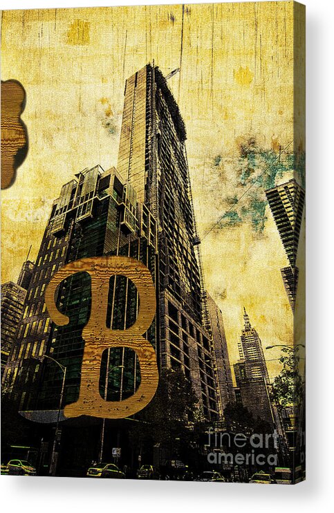 Central Acrylic Print featuring the photograph Grungy Melbourne Australia Alphabet Series Letter B Central Busi by Beverly Claire Kaiya