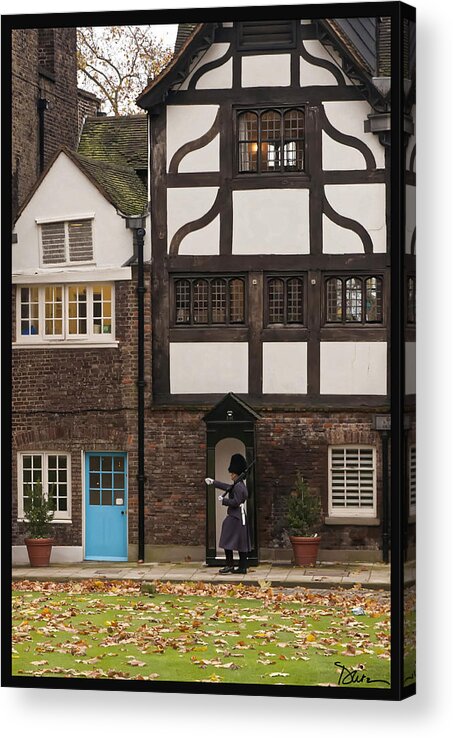 Guard Acrylic Print featuring the photograph Guard at the Tower of London by Peggy Dietz