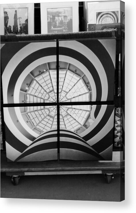 Guggenheim Acrylic Print featuring the photograph Guggenheim In Quarters B W by Rob Hans