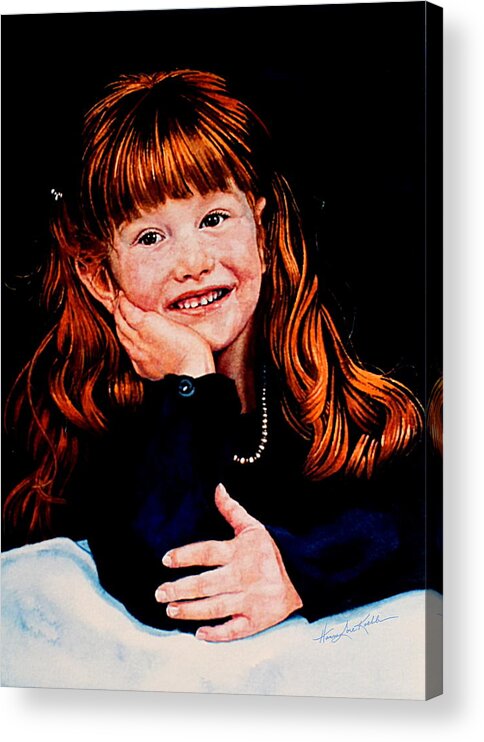Hand-painted Portrait Acrylic Print featuring the painting Haley by Hanne Lore Koehler
